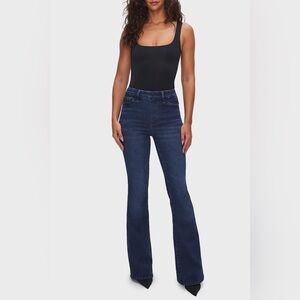 Good American Power Stretch Pull On Flare Jeans in Indigo Size 5 2XL